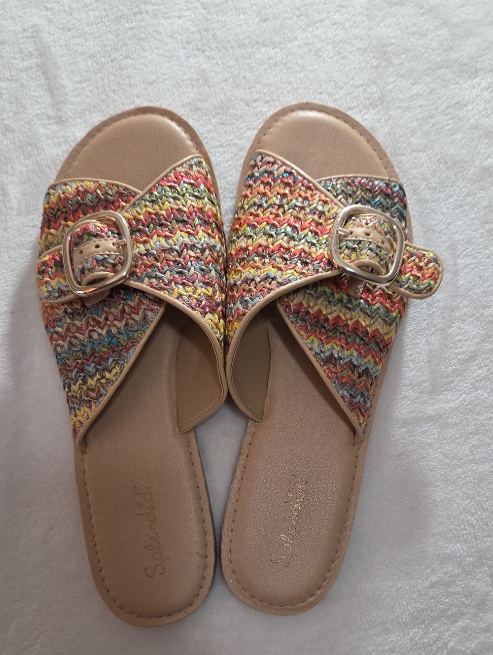 Splendid Multicolor Woven Buckle Slide Sandals